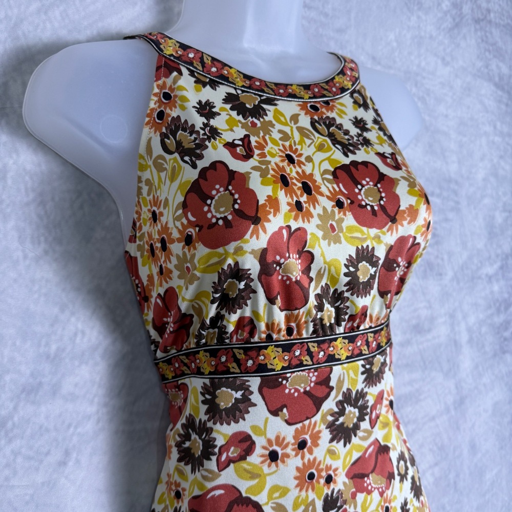 Antonio Melani Silk Floral Halter Top Sz M jewel tones cottagecore boho romantic